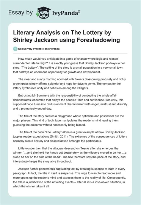examples of foreshadowing in the lottery|Examples Of Foreshadowing In The Lottery .